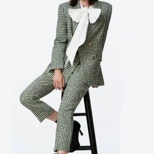 Zara Green Houndstooth Suit